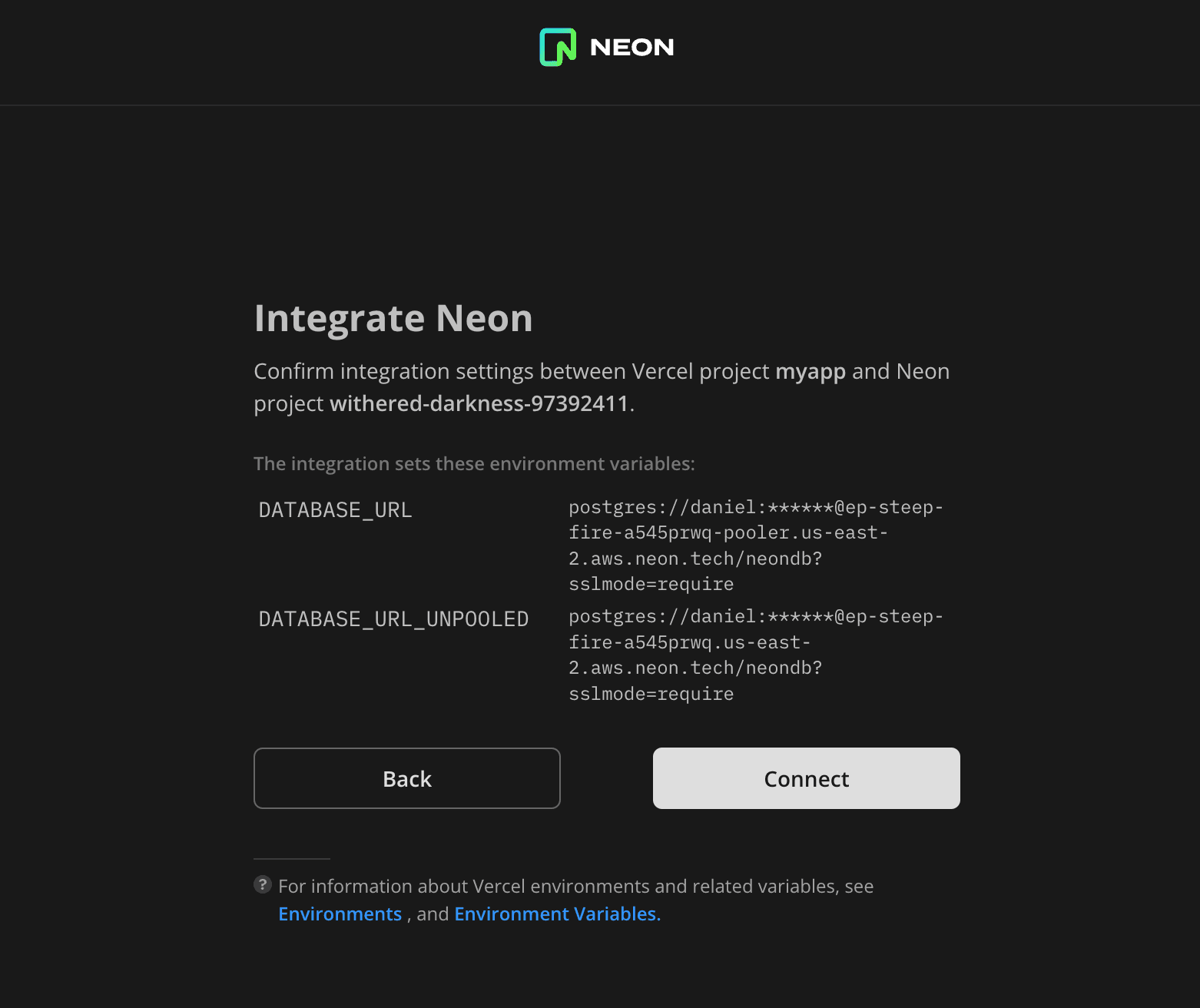 Confirm integration settings